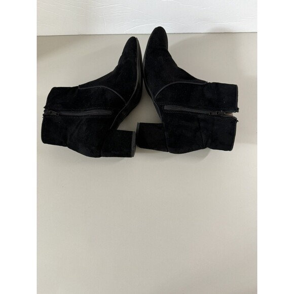 White Mountain Black Ankle Boots Booties Leather & Suede Side Zip Womens Sz 8M - Picture 4 of 11